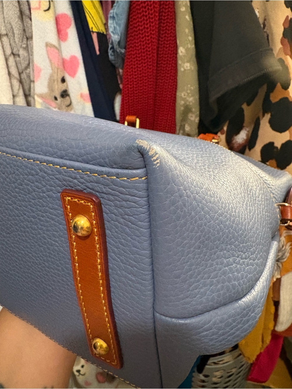 Dooney & Bourke | Denim Blue | Dillen Double Pocket Satchel - Picture 6 of 16